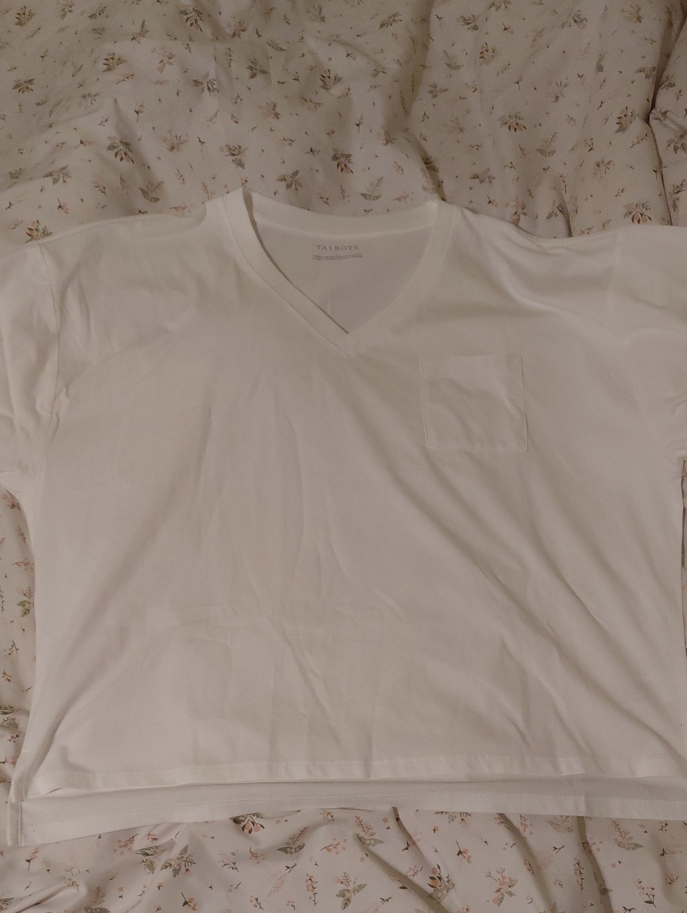Talbots White V-Neck Pocket Tee for Men